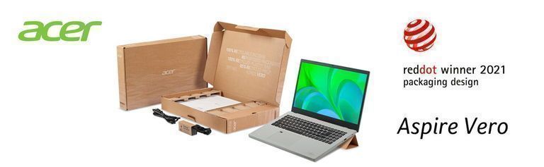 El embalaje ecológico "Vero" de Acer y PLANET9 ganan premios Red Dot por diseño de marca y comunicación